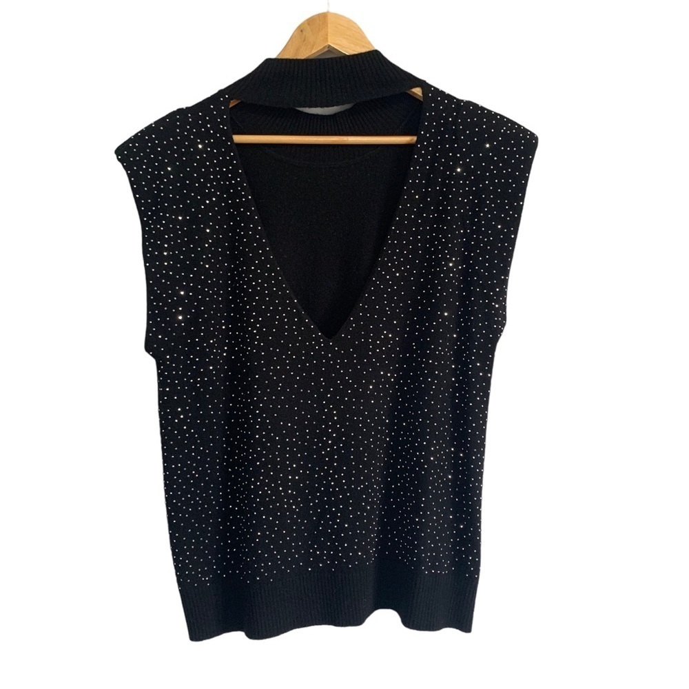Generation Love Wool & Cashmere Blend Sleeveless Sparkling Dotted Sweater XL